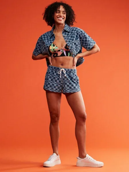 Pantaloni scurți din denim Roxy cu imagine albastru