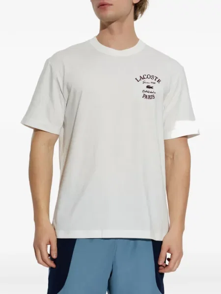 Tricou Lacoste cu broderie alb