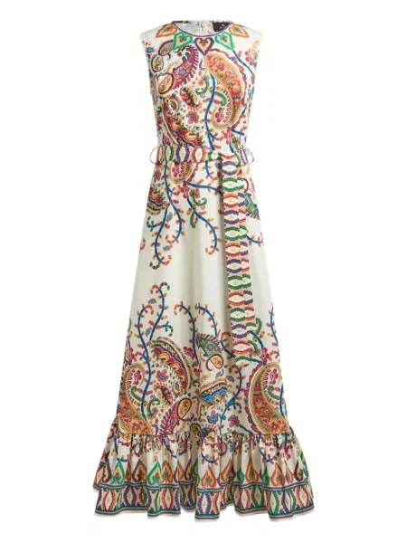 Rochie maxi Etro cu model floral cu imagine de costum alb