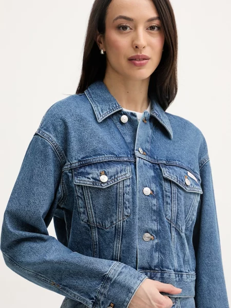 Calvin Klein Jeans преходно яке дамско от деним синьо