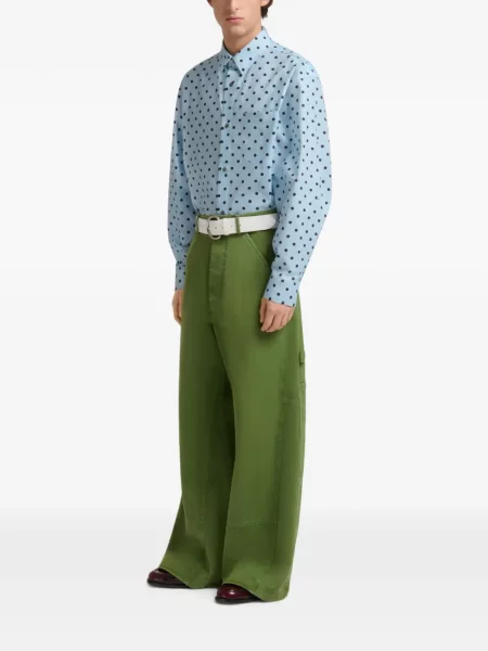 Pantaloni Marni cu broderie verde