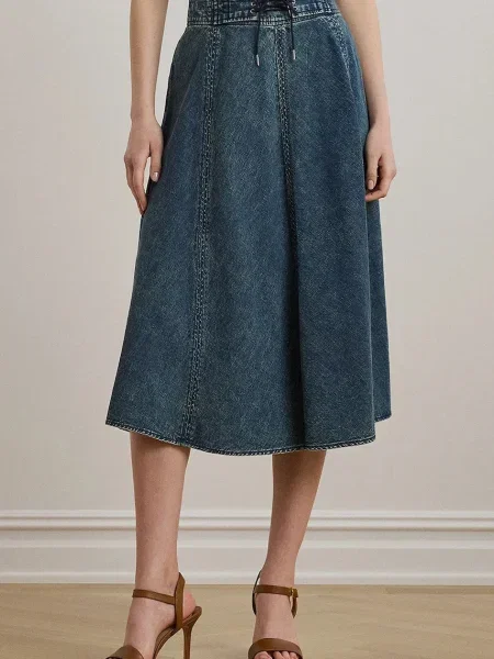 Lauren Ralph Lauren fustă din denim albastru