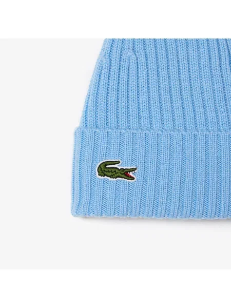 Lacoste Czapka Z Dzianiny Ściągaczowej niebieska