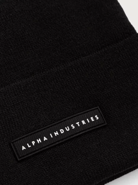 Alpha Industries шапка beanie Rubber Logo черно