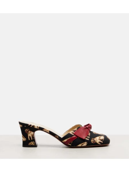 Papuci tip mules Valentino Garavani din piele cu imagine negru