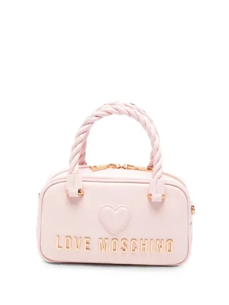 Τσάντα shopper Love Moschino με μοτίβο καρδιά με αυτόγραφο ροζ