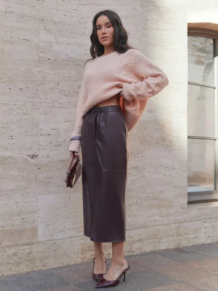 Спідниця максі Seventeen віскоза/поліестер бордовий