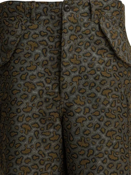 Pantaloni Beams Plus cu imagine cu model leopard gri