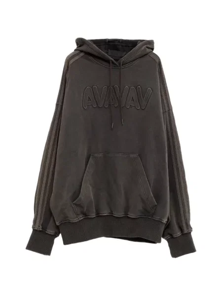 Hanorac cu glugă Adidas cu dungi cu autograf gri