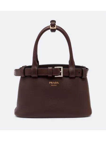 Geantă Prada din piele cu cataramă maro