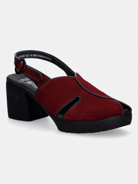 Замшевые босоножки Fly London на высоком каблуке