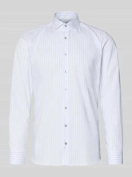 Olymp Level Five Koszula łatwa w prasowaniu Mężczyźni Slim Fit niebieski|biały 38 biała