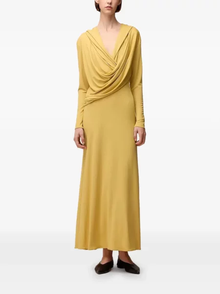 Rochie maxi Retori cu glugă galben