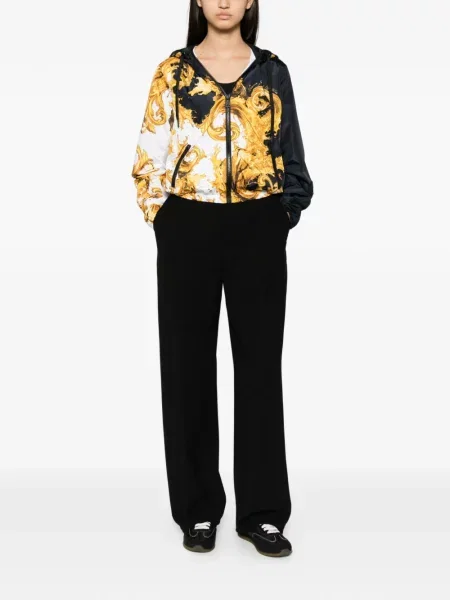 Τζιν μπουφάν Versace Jeans Couture με κουκούλα με σχέδιο κίτρινο