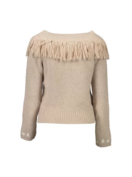 Sweter Blugirl z wysokim kołnierzem z długim rękawem beżowy
