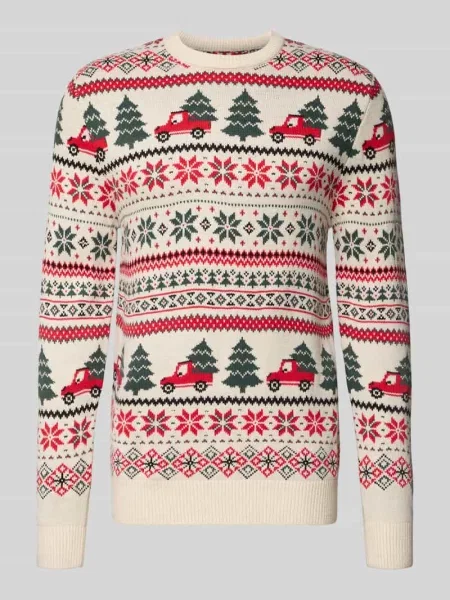 Sweter z dzianiny z prążkowanymi wykończeniami Montego