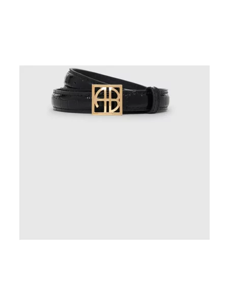 Anine Bing pasek skórzany Monogram Belt czarny