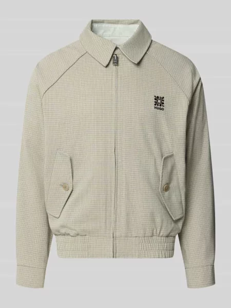 Kurtka blouson o kroju regular fit z detalem z logo model Bartos' Hugo zielona