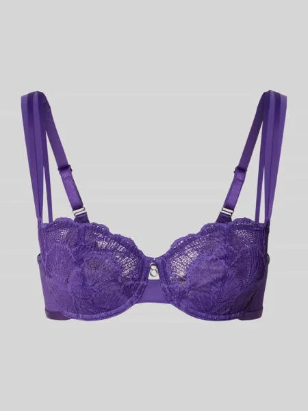 Biustonosz z fiszbinami w kroju balkonetki z obszyciem koronką model „Palina Moonlight Kiss” Triumph fioletowa