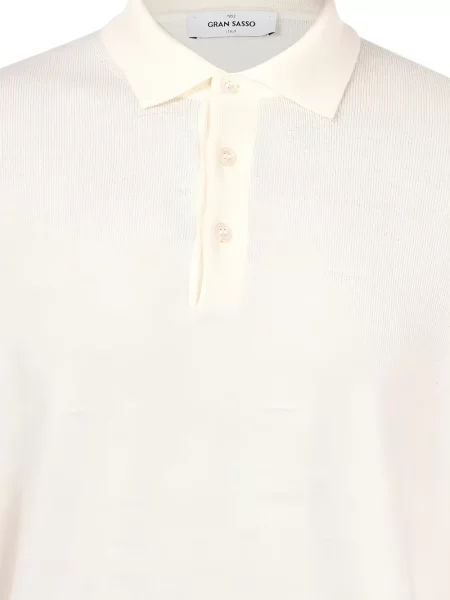 Lung tricou polo Gran Sasso alb
