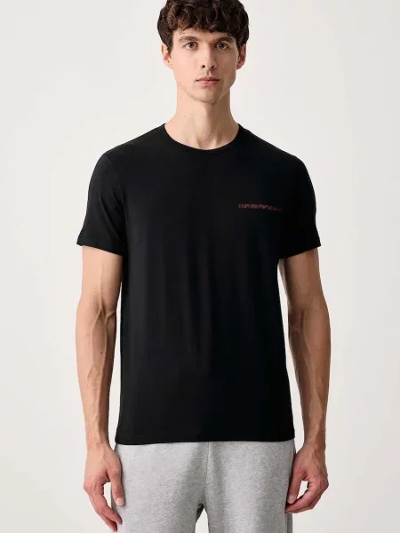 Emporio Armani Underwear homewear majica kratkih rukava za muškarce od pamuka s elastanom crna