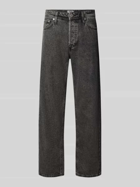 Jeansy o kroju straight fit z czystej bawełny model Eddie' Jack & Jones czarne