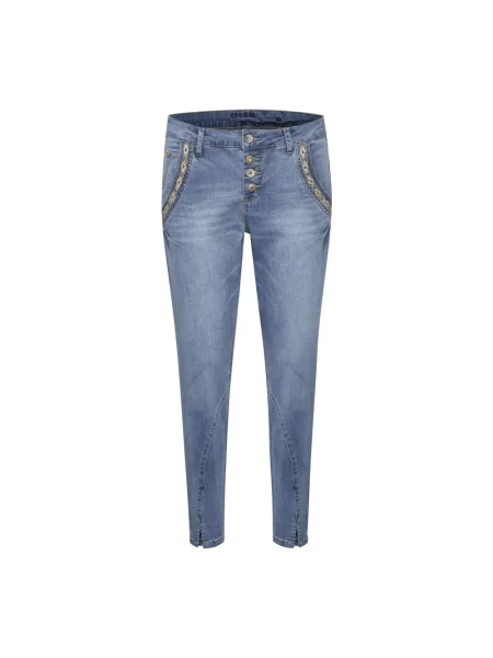 Haftowane jeansy skinny Cream niebieskie