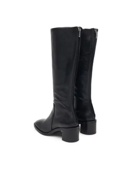 Calvin Klein Csizma Block Heel High Boot Zip Lth fekete