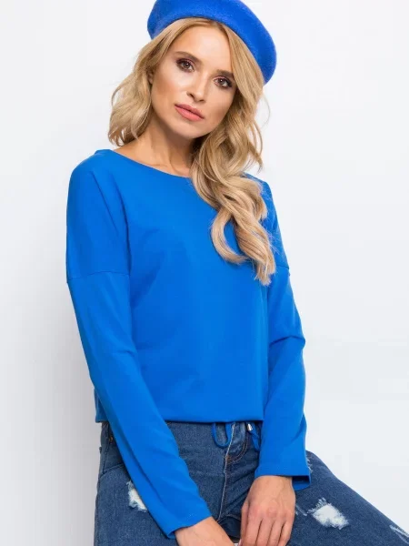 Bluză Fashionhunters lungă albastru