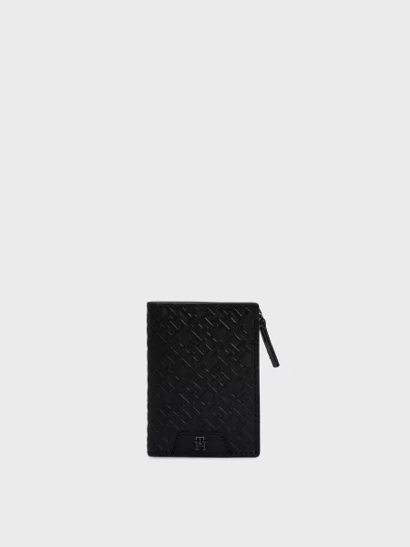Кожаный кошелек Tommy Hilfiger с принтом черный