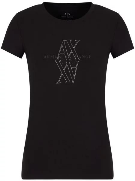 Tricou Armani Exchange cu broderie negru