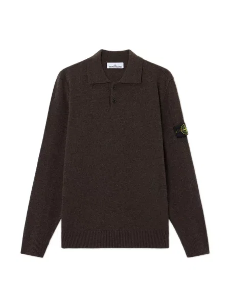 Koszulka polo Stone Island z kamieniami wełniana brązowa