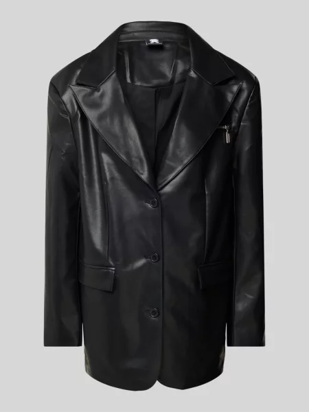 Żakiet skórzany z kołnierzem z połami Karo Kauer czarna