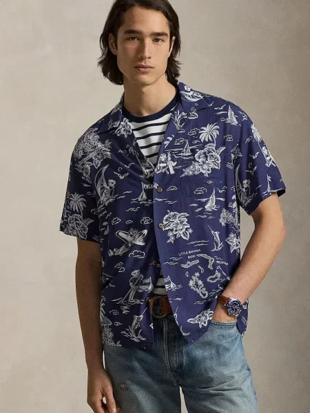 Polo Ralph Lauren cămașă pentru bărbați cu vâscoză