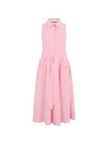 Rochie midi Moschino fără mâneci cu motiv cu inimi roz