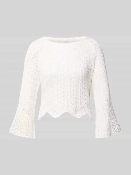 Sweter z dzianiny z mieszanki bawełny w kroju regular fit model NOLA LIFE' Only biały