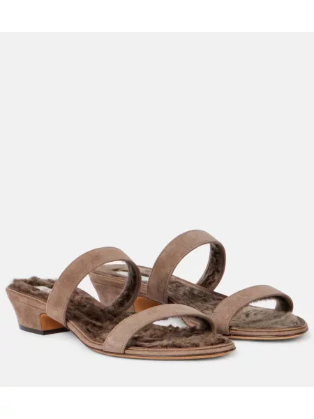 Sandale The Row din piele de căprioară maro