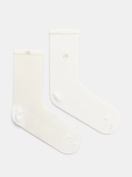 Чорапи Calvin Klein 2 чифта бяло