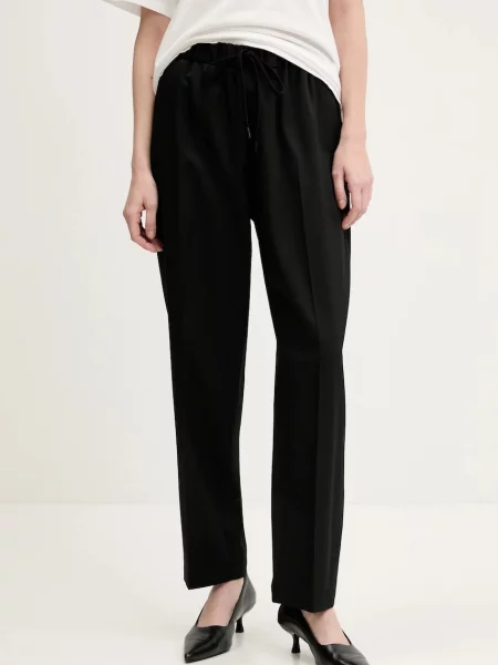 Maison Margiela pantaloni din lana femei drept high waist negru