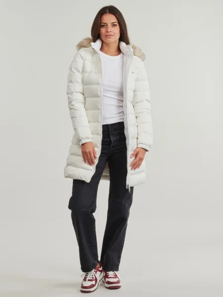 Kabát Tommy Jeans s kapucňou biela