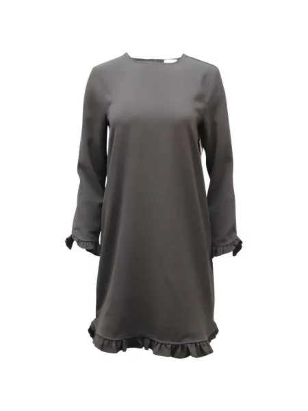 Rochie mini Ganni cu volane de costum negru