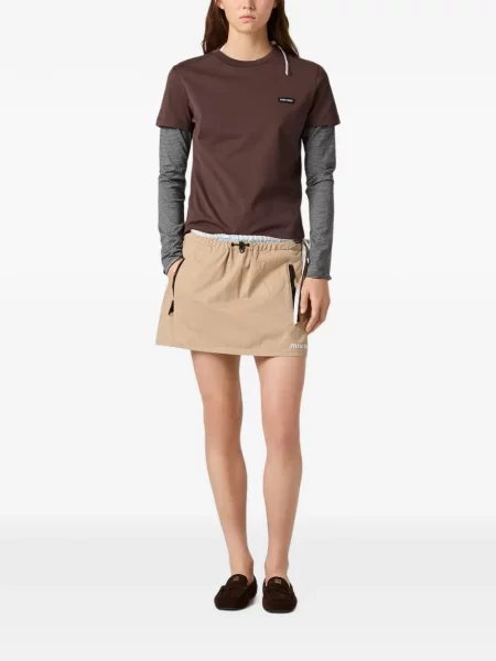 Tricou Miu Miu din jerseu maro