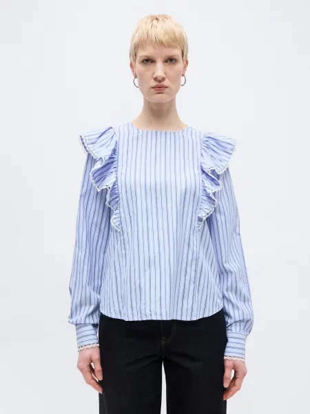 Vero Moda Tall Bluza VMFANNI modra / svetlo modra bela
