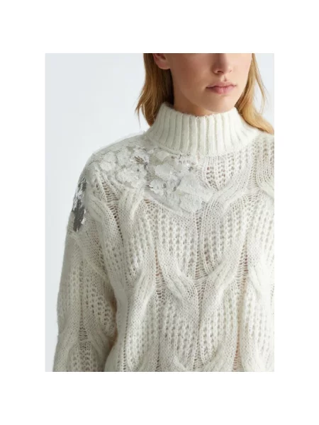 Sweter z golfem Liu Jo wełniany do golfa biały