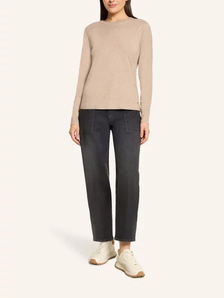 Betty&Co Koszulka Codzienna Z Okrągłym Dekoltem beige beżowa
