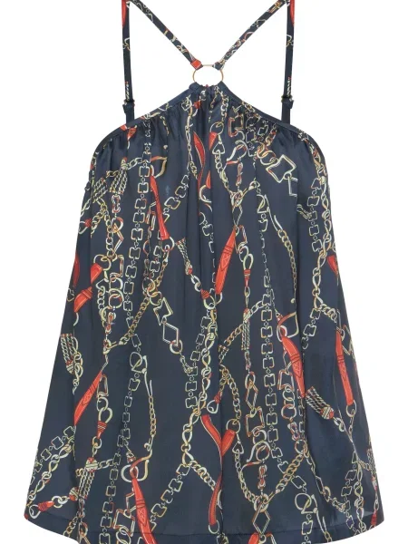 LASCANA Top bleumarin / maro coniac roșu gri