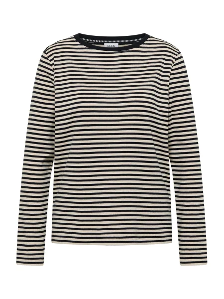 CECIL Tricou ecru / noapte albastru