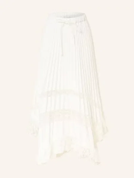Claudie Pierlot Plisowana Spódnica Z Koronką I Falbanami weiss biała