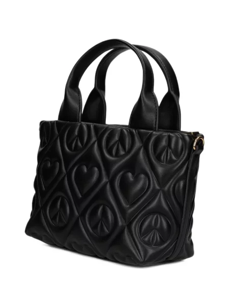 Ватиран шопинг чанта Love Moschino със сърца черно