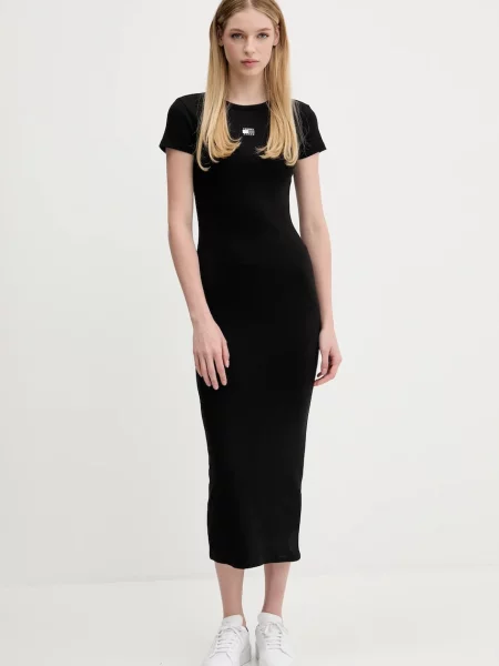 Tommy Jeans rochie midi mulata negru
